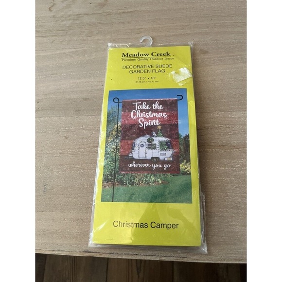 Meadow Creek Merry Christmas Camper RV Garden Flag Primitive 12.5" x 18" Suede - Picture 3 of 3
